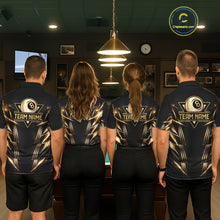 Load image into Gallery viewer, Black And Gold Lightning 8 Ball Pool Billiard Shirts For Men Custom Billiard Team League Jerseys NYN2920