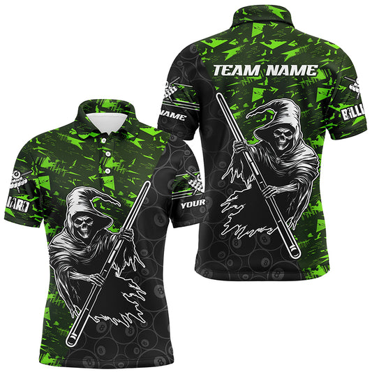 Personalized Green Abstract Grim Reaper Men Billiard Shirts, Halloween  Billiard Jerseys TDM2606