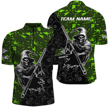 Load image into Gallery viewer, Personalized Green Abstract Grim Reaper Men Billiard Shirts, Halloween  Billiard Jerseys TDM2606
