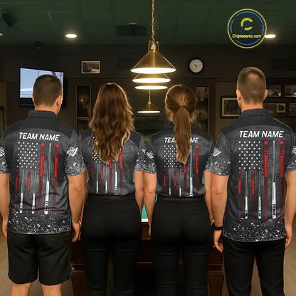 Personalized Billiard US Flag 8 Ball Pool Shirt For Men, Billiard Team Jersey Polo & 1/4 Zip TDM5579
