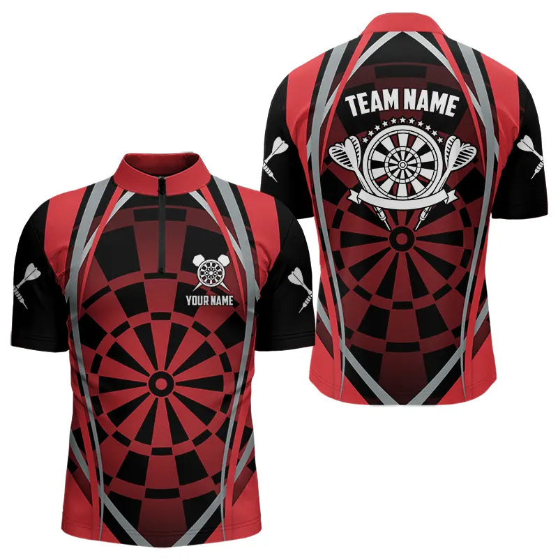 Personalized Black And Red Dartboard Pattern Dart Shirts For Men Custom Dart Jerseys Team Uniform TDM3651