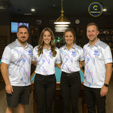Load image into Gallery viewer, Custom Holographic 8 Ball Crown Billiard Shirts For Men, Pool Team Jersey Polo &amp; 1/4 Zip |White TDM6195