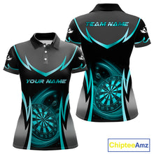 Load image into Gallery viewer, Turquoise Dartboard Lightning Darts Polo &amp; 1/4 Zip Custom Darts Shirt For Women, Darts Team Jersey TDM5333
