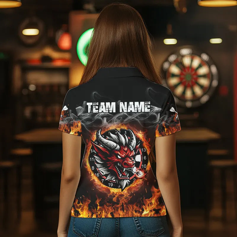 Personalized Fire Dartboard Dragon Dart Shirts For Women Custom Dart Team Jersey Polo & Quarter Zip TDM3808