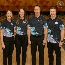 Load image into Gallery viewer, Funny Pink And Turquoise Diamonds Bowling Shirt For Men, Custom Bowling Team Jersey Polo &amp; 1/4 Zip TDM6627