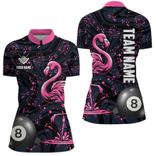 Load image into Gallery viewer, Pink Grunge Flamingo 8 Ball Pool Billiard Shirts For Women Custom Billiard Team Jerseys Apparel TDM2117