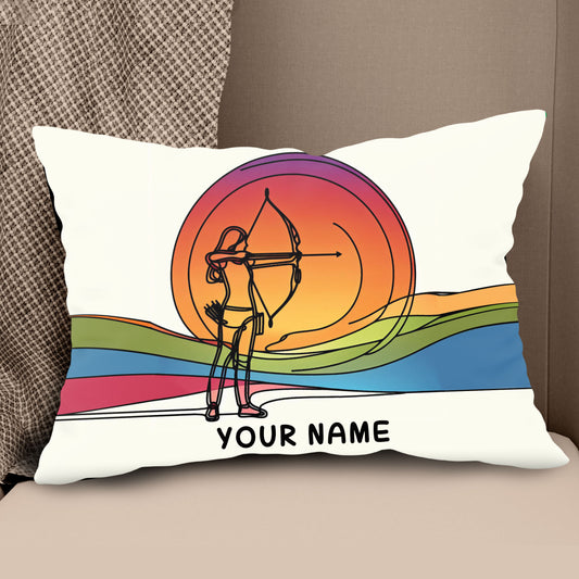 Multicolor Continuous Line Funny Player Archery Custom Name White Pillow TDM0825