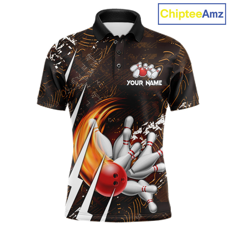 Personalized Skull Bowling Jersey For Men Custom Bowling Team Shirt Polo & Quarter Zip | Orange TDM6205