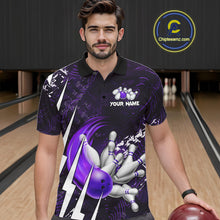 Load image into Gallery viewer, Personalized Skull Bowling Jersey For Men Custom Bowling Team Shirt Polo &amp; Quarter Zip | Purple TDM6207
