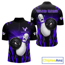 Load image into Gallery viewer, Funny Bowling Ball Custom Black And Purple Men’s Bowling Shirt, Bowling Team Jersey Polo &amp; 1/4 Zip TDM6212