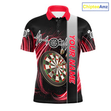 Load image into Gallery viewer, Personalized Red Swirl Heartbeat Darts Shirt For Men Custom Darts Jersey Team Polo &amp; 1/4 Zip TDM6213