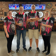 Load image into Gallery viewer, Personalized Red Swirl Heartbeat Darts Shirt For Men Custom Darts Jersey Team Polo &amp; 1/4 Zip TDM6213