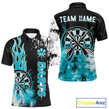 Load image into Gallery viewer, Personalized Blue Grunge Mens Dart Shirts Custom Dart Jerseys Team Polo &amp; 1/4 Zip, Darts Uniform TDM5122