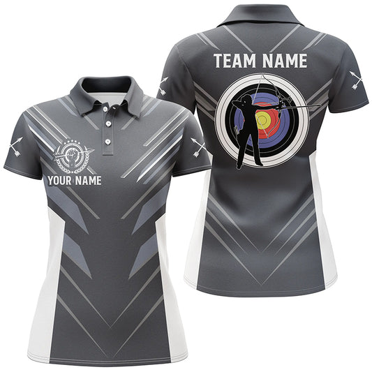 Custom Grey Archery Jerseys Polo Shirts For Women Best Archery Jersey Design Shirts For Archer TDM0659