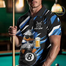 Load image into Gallery viewer, Custom Blue Funny Duck 8 Ball Pool Billiard Shirt For Men, Billiard Team Jersey Polo &amp; 1/4 Zip TDM6450