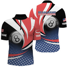 Load image into Gallery viewer, Personalized 8 Ball Pool American Flag Version Billiard Shirts For Men, Patriotic Billiard Jerseys TDM2135