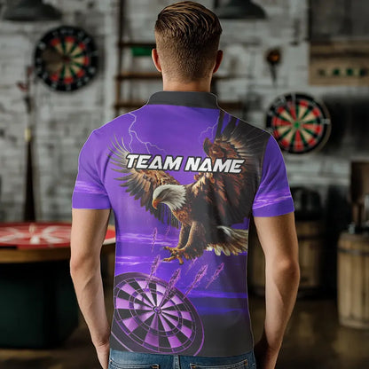 Personalized Purple Dartboard Eagle Darts Shirts For Men Custom Team Darts Jersey Polo & 1/4 Zip TDM3809