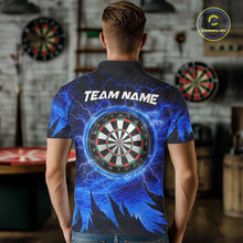 Load image into Gallery viewer, Personalized Blue Darts Polo &amp; 1/4 Zip For Men Custom Thunder Lightning Darts Team Jersey TDM6217
