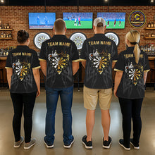Load image into Gallery viewer, Black And Gold Dartboard Crown Dart Shirts For Men Custom Tribal Dart Jersey Team Polo &amp; 1/4 Zip TDM6228