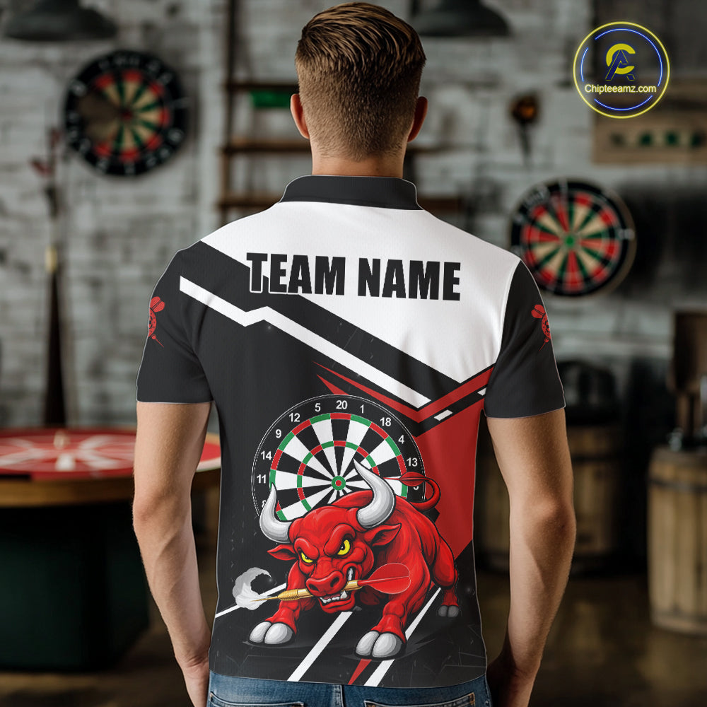 Personalized Bull Darts Jersey For Men Custom Darts Team Shirt Polo & Quarter Zip | Red TDM6236