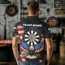 Load image into Gallery viewer, Grunge American Flag Eagle Darts Shirt For Men Custom Patriotic Darts Team Jersey Polo &amp; 1/4 Zip TDM6002
