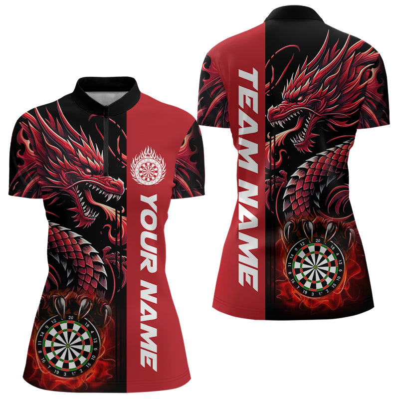 Custom Dragon Dart Shirts For Women, Personalized 3D Dart League Uniform Best Dart Jerseys |Red TDM3136