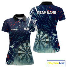 Load image into Gallery viewer, Blue Geometric Darts Shirt With Pocket Option Custom Women's Darts Jersey TDM5363