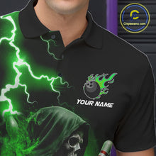 Load image into Gallery viewer, Green Grim Reaper Bowling Shirt For Men Custom Lightning Team League Bowling Jersey Polo, 1/4 Zip TDM5855
