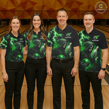 Load image into Gallery viewer, Green Grim Reaper Bowling Shirt For Men Custom Lightning Team League Bowling Jersey Polo, 1/4 Zip TDM5855