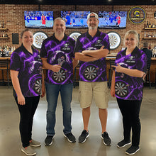 Load image into Gallery viewer, Purple Grim Reaper Skull Thunder Lightning Darts Shirt For Men Custom Darts Jersey Polo &amp; 1/4 Zip TDM6468