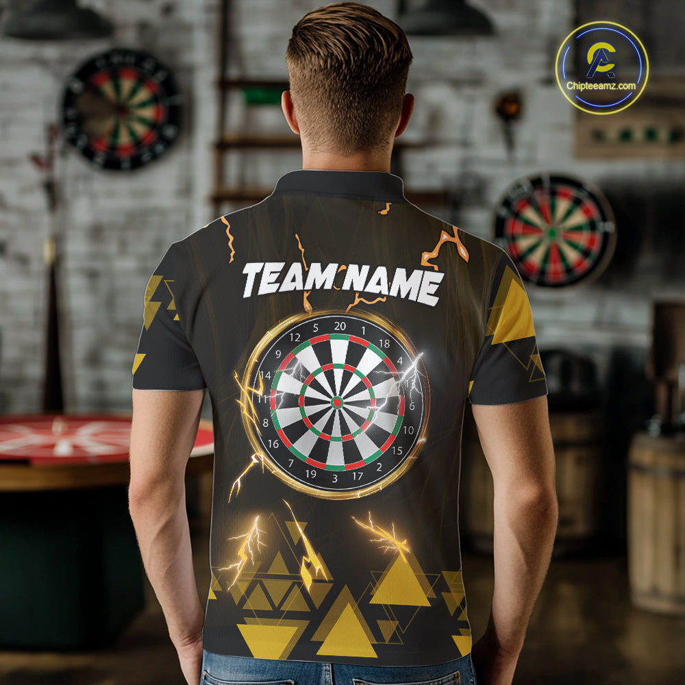 Yellow Darts Arrow Thunder Lightning Dart Shirts For Men Custom Dart Team Jerseys Polo & 1/4 Zip TDM5866