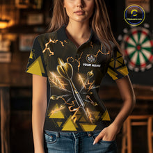 Load image into Gallery viewer, Yellow Darts Arrow Thunder Lightning Dart Shirts For Women Custom Dart Team Jerseys Polo &amp; 1/4 Zip TDM5866