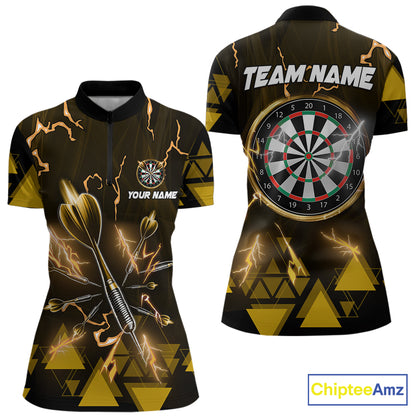 Yellow Darts Arrow Thunder Lightning Dart Shirts For Women Custom Dart Team Jerseys Polo & 1/4 Zip TDM5866
