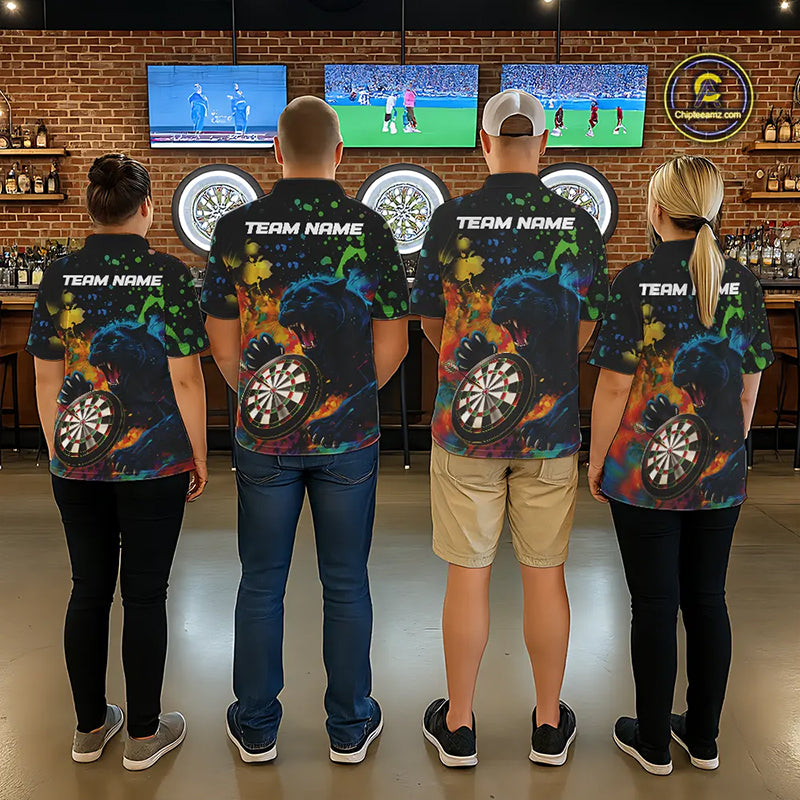Personalized Colorful Splash Panther Darts Shirt For Women Custom Darts Jersey Team Polo & 1/4 Zip TDM5382
