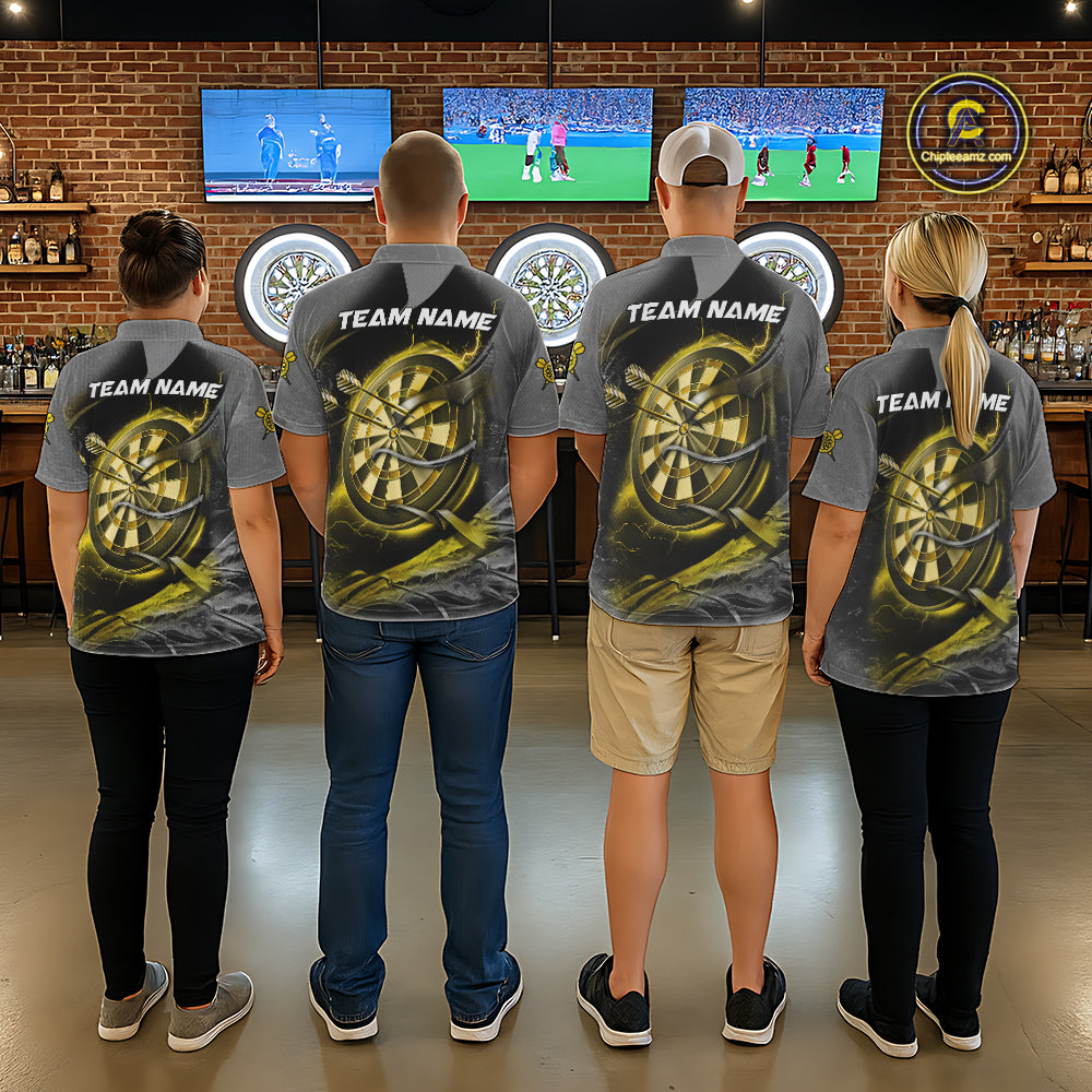 Personalized Phoenix Flame Darts Shirt For Women Custom Darts Team Jersey Polo & 1/4 Zip |Yellow TDM5650