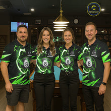 Load image into Gallery viewer, Personalized Green 8 Ball Pool Billiard Shirts For Men Custom Thunder Lightning Pool Jerseys TDM5877