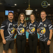 Load image into Gallery viewer, Personalized White Black 8 Ball 9 Ball Yin-Yang Billiard Shirt For Women, Lightning Pool Team Jersey TDM5879