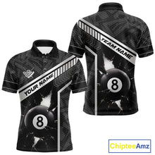 Load image into Gallery viewer, Black And White 8 Ball Break Glass Billiard Shirt For Men Custom Pool Team Jersey Polo &amp; 1/4 Zip TDM6252