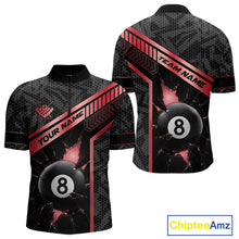 Load image into Gallery viewer, Black And Red 8 Ball Break Glass Billiard Shirt For Men Custom Pool Team Jersey Polo &amp; 1/4 Zip TDM6253