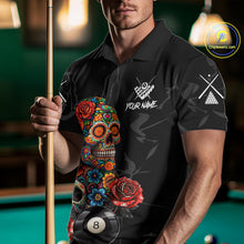 Load image into Gallery viewer, Custom Colorful Sugar Skull Billiard Shirt For Men, 8 Ball Pool Team Jersey Polo &amp; 1/4 Zip TDM6262