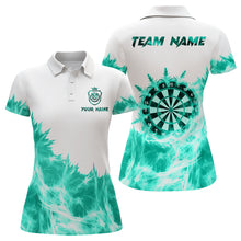 Load image into Gallery viewer, Icy Turquoise Light White Darts Polo &amp; Quarter Zip Custom Dart Shirts For Women Team Darts Jerseys  TDM3682