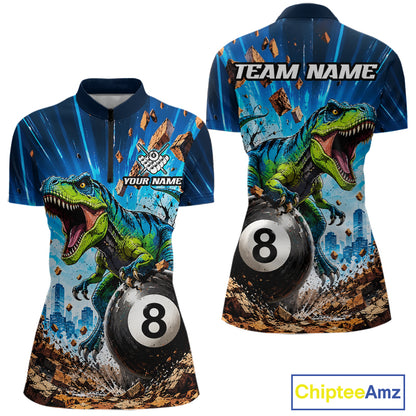Personalized Dinosaur Funny 8 Ball Billiard Shirt For Women Custom Billiard Jersey, Pool Player Gift TDM7168