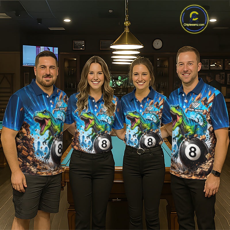 Personalized Dinosaur Funny 8 Ball Billiard Shirt For Men Custom Billiard Jersey, Pool Player Gift TDM7168