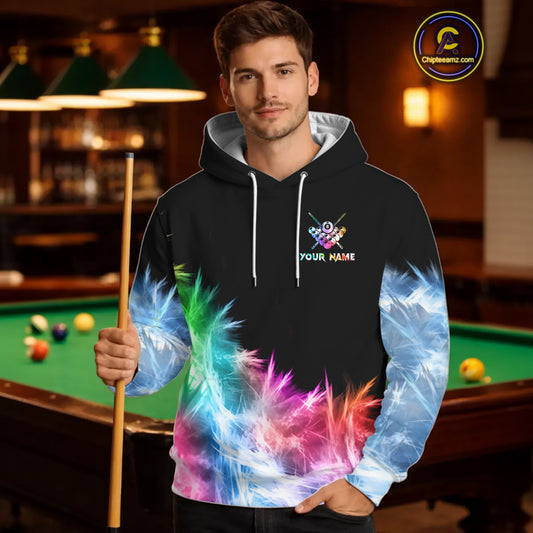 Colorful 8 Ball Pool Icy Light Billiard Hoodie For Men And Women Custom 8 Ball Hoodie Team Jersey TDM5691