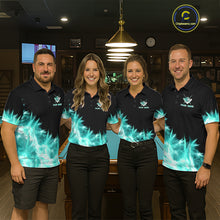 Load image into Gallery viewer, Turquoise Icy Light 8 Ball Pool Billiard Polo &amp; 1/4 Zip For Women Custom Billiard Team Jerseys  TDM5689