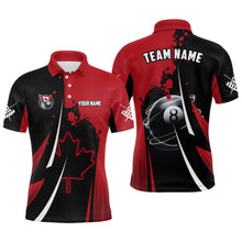 Load image into Gallery viewer, Personalized Canada Leaf 8 Ball Pool Billiard Shirts For Men, Patriotic Canadian Billiard Jerseys TDM2192