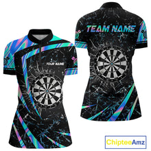 Load image into Gallery viewer, Personalized Holographic Glass Break Darts Shirt For Women Custom Darts Jersey Team Polo &amp; 1/4 Zip TDM5413