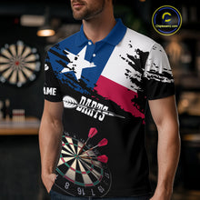 Load image into Gallery viewer, Personalized Grunge Texas Flag Mens Darts Shirt Custom Texas Darts Jersey Team Polo &amp; 1/4 Zip TDM5415