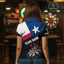 Load image into Gallery viewer, Personalized Grunge Texas Flag Womens Darts Shirt Custom Texas Darts Jersey Team Polo &amp; 1/4 Zip TDM5415