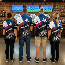 Load image into Gallery viewer, Personalized Grunge Texas Flag Mens Darts Shirt Custom Texas Darts Jersey Team Polo &amp; 1/4 Zip TDM5415